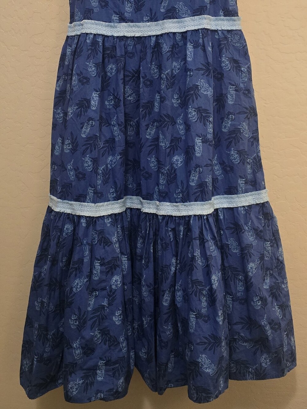 Disney Parks Trader Sam's Blue Tiki Grotto Printed Cotton Maxi Dress, XS - Picture 10 of 16